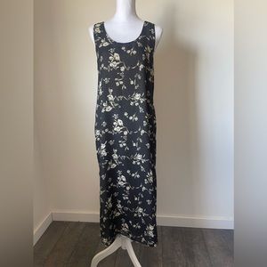 Vintage Impressions Reversible Black Floral and Tan Polka Dot Maxi Dress